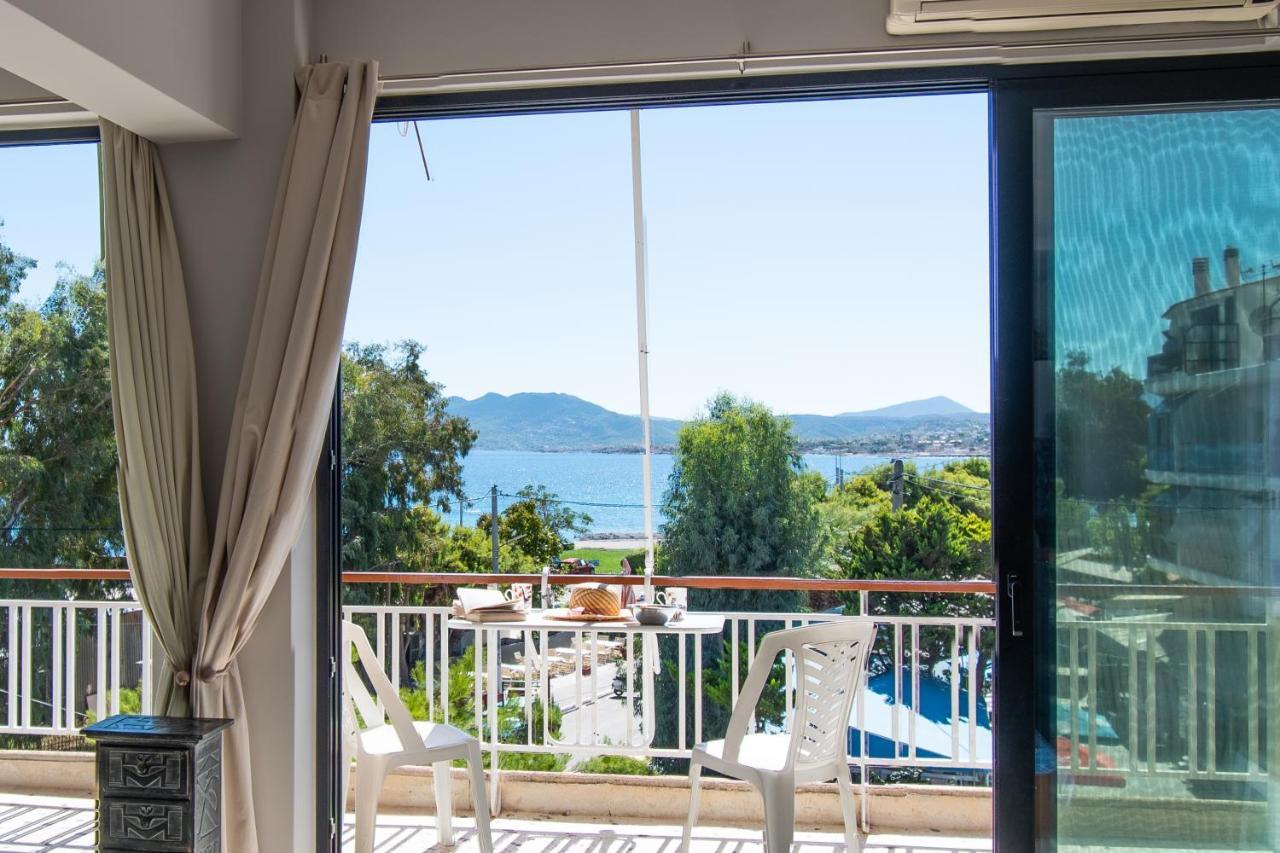 Lavish & Spacious Apt With Stunning Seaview, 10 Min Ath Airport Artemida  Exteriör bild